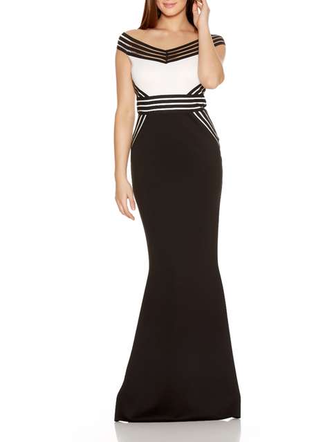 **Quiz Black Bardot Fishtail Maxi Dress